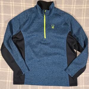 Spyder Ski Men's Outbound  1/4 Zip Sweater Pullover Jacket, Blue Black Size XXL